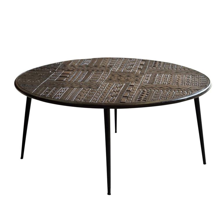 Macedonia Coffee Table - Carved Dark Mango Wood - Round