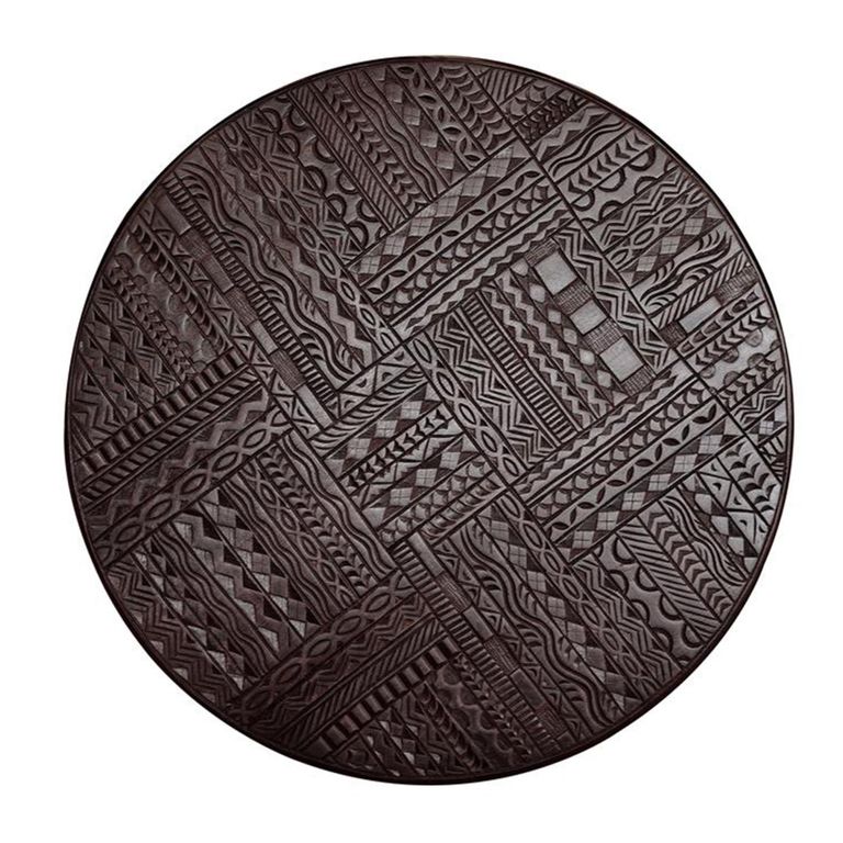 Macedonia Coffee Table - Carved Dark Mango Wood - Round