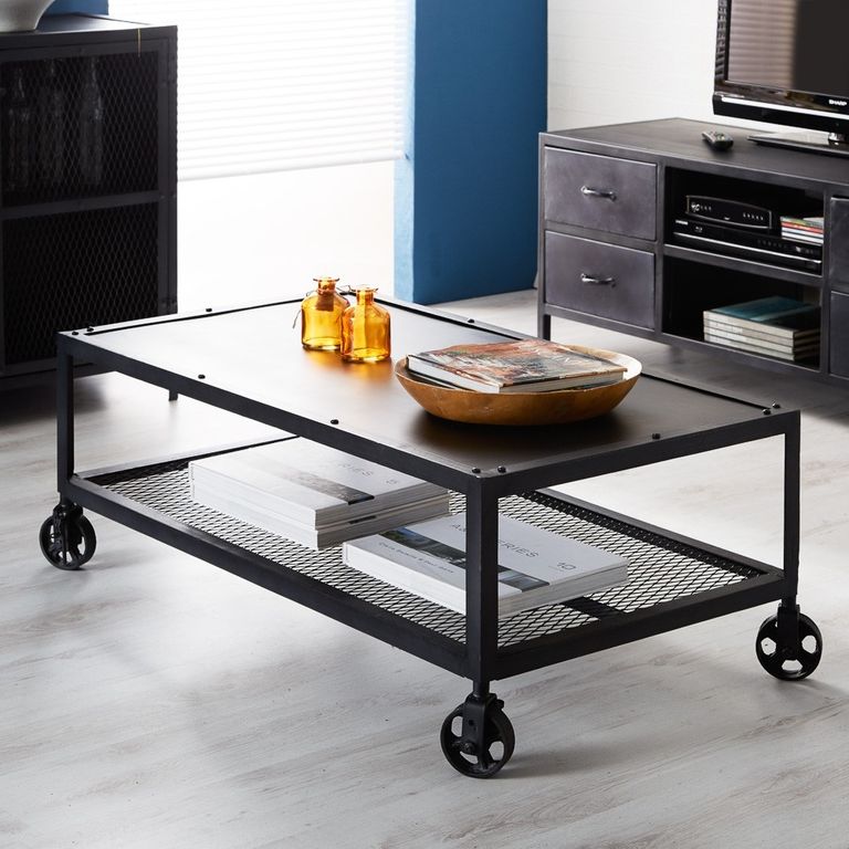 Mateo Industrial Style Black Cart Coffee Table