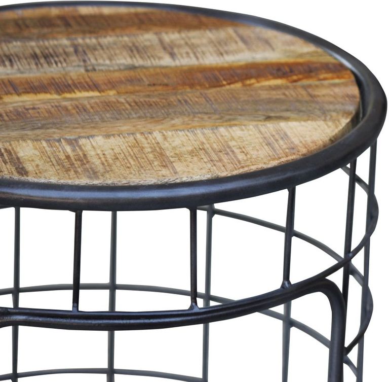 Metro Industrial Style Wooden 45cm Round Coffee Table