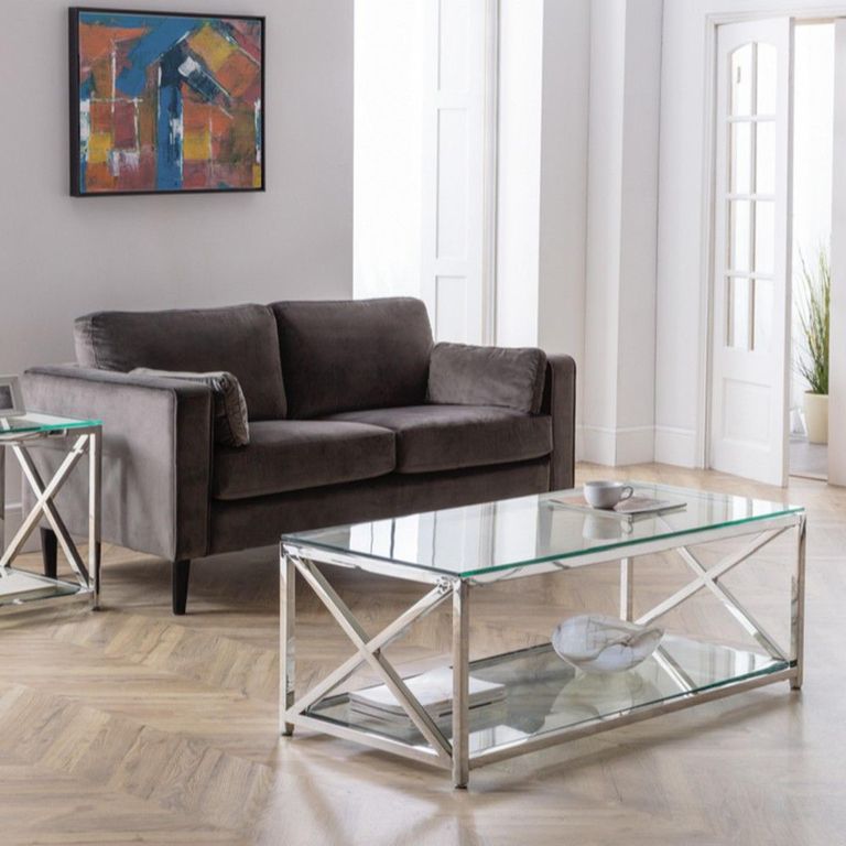 Miami Coffee Table - 120cm - Glass and Chrome