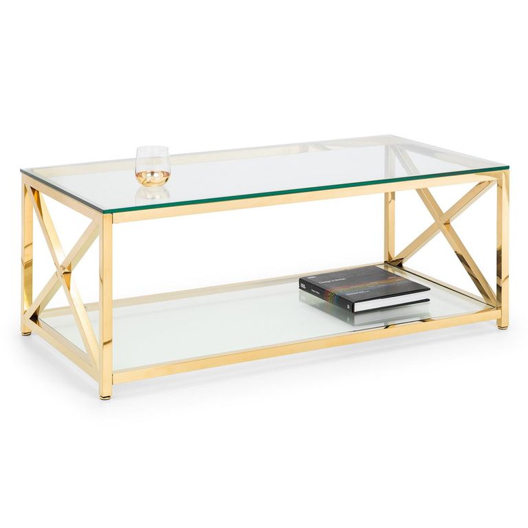 Miami Coffee Table - 120cm - Glass and Gold