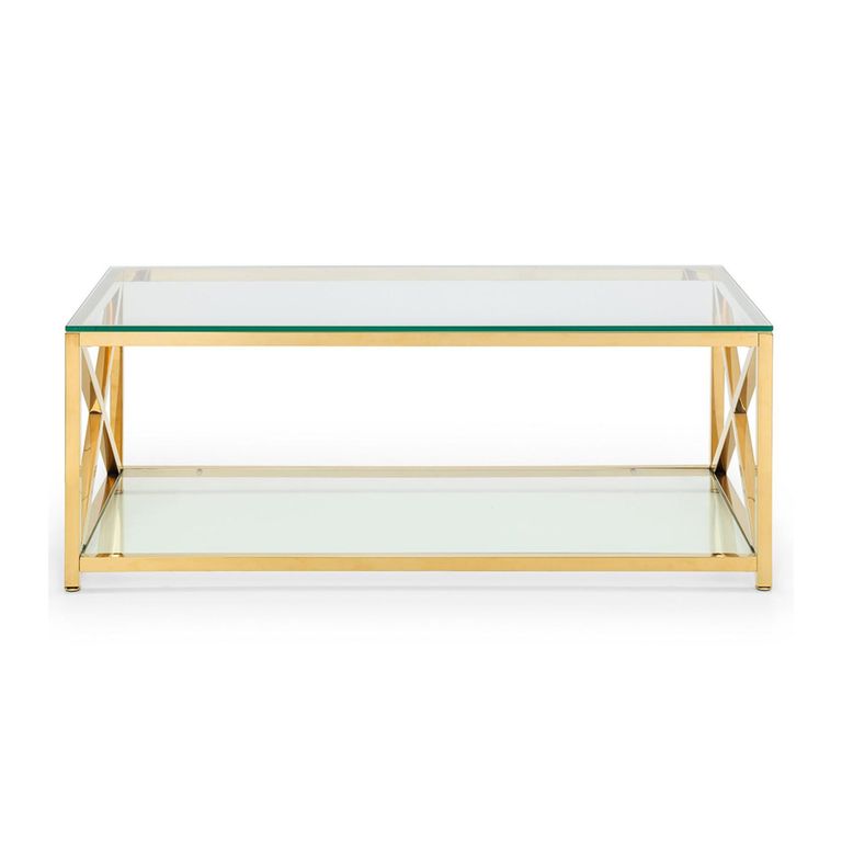 Miami Coffee Table - 120cm - Glass and Gold