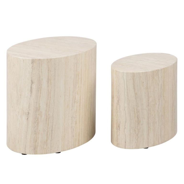 Mice Coffee Table - Set of 2 - Travertine Effect Oval