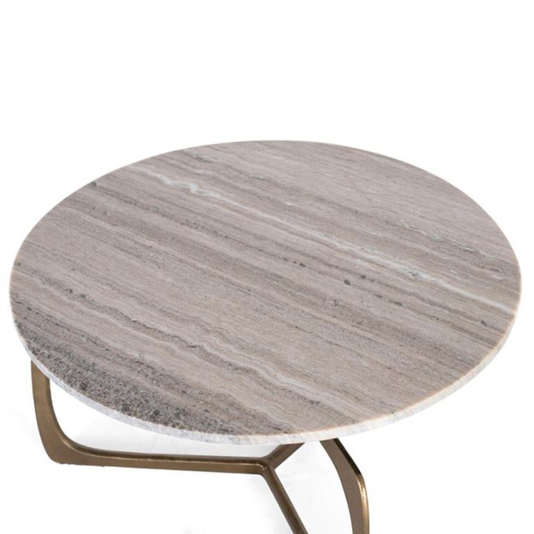 Newgale Coffee Table - Grey Marble and Gold - Round