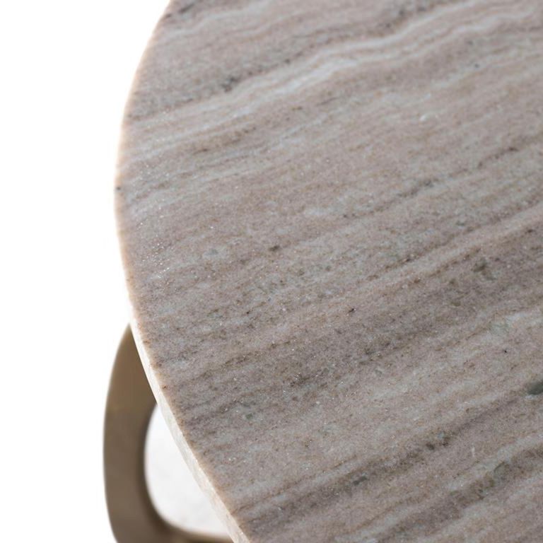 Newgale Coffee Table - Grey Marble and Gold - Round