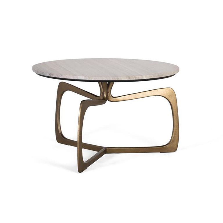 Newgale Coffee Table - Grey Marble and Gold - Round