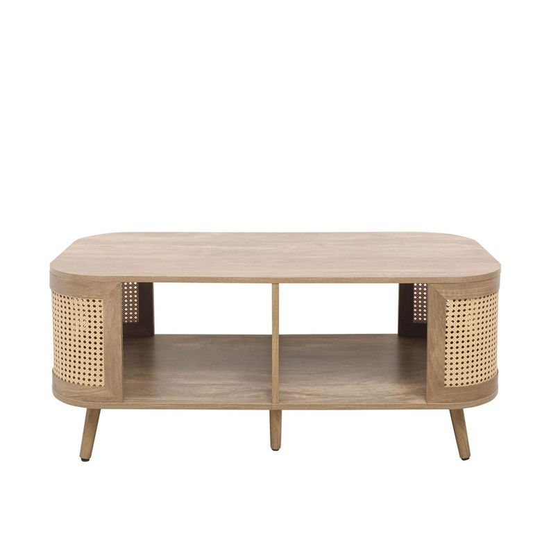 Noah Coffee Table - 110cm - Oak and Rattan