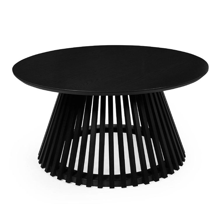 Ollie Coffee Table - Round - Slatted Base - Black