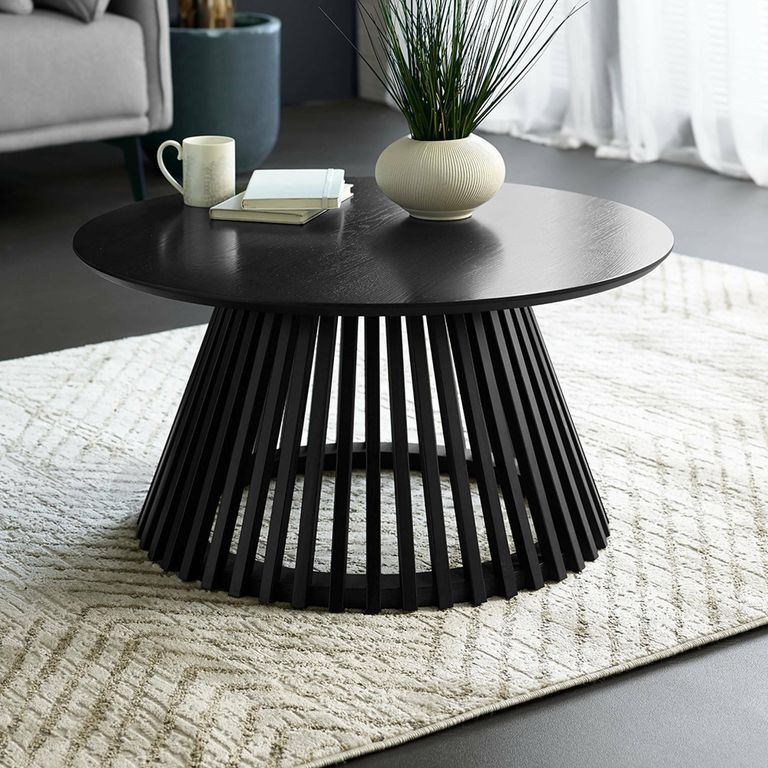 Ollie Coffee Table - Round - Slatted Base - Black
