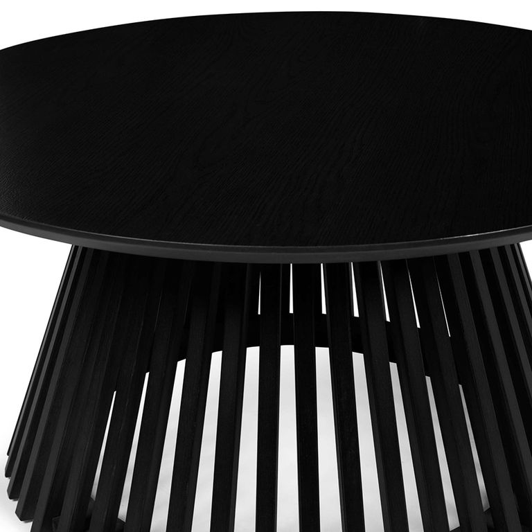 Ollie Coffee Table - Round - Slatted Base - Black