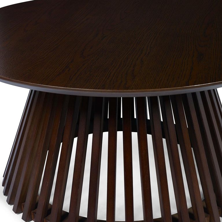 Ollie Coffee Table - Round - Slatted Base - Dark Oak