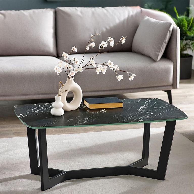 Olympus Coffee Table - 60cm - Round - Black Marble Effect