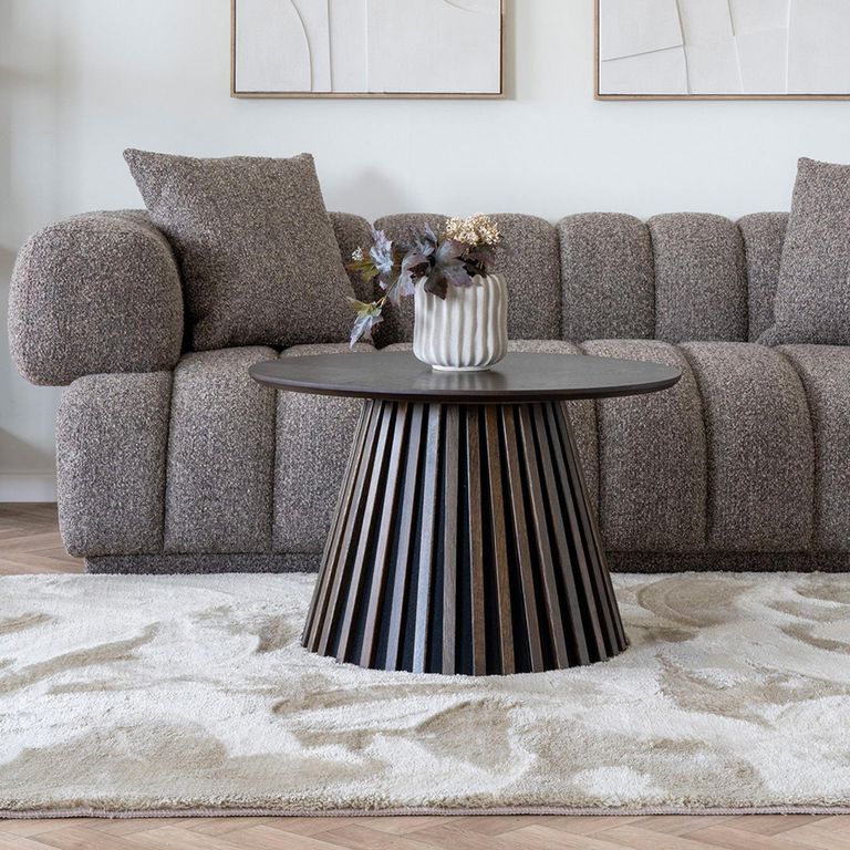 Osaka Round Coffee Table - Slatted Base - Smoked Oak