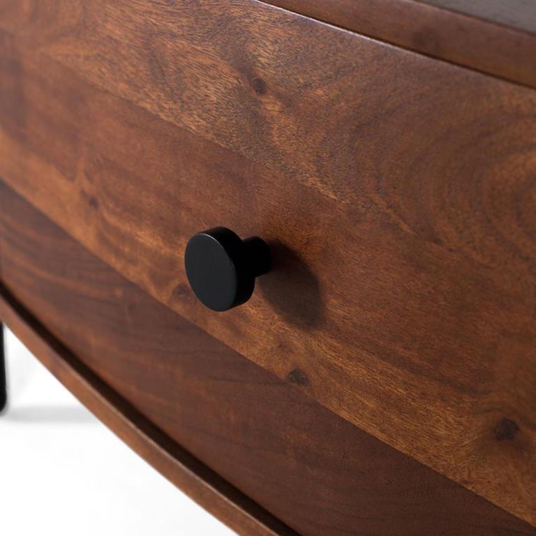 Paloma Coffee Table - Fluted Acacia Wood - Curved - 1 Drawer