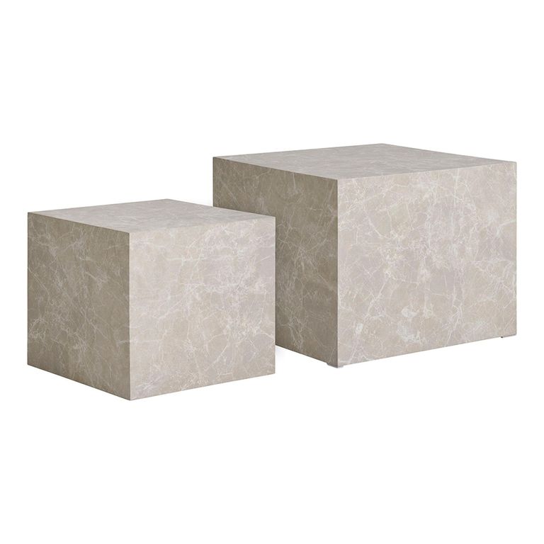 Prague Coffee Table - Set of 2 - Beige Marble Effect