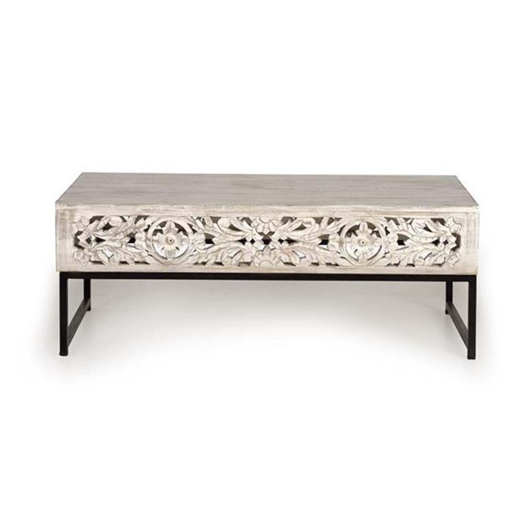 Quintana Coffee Table - Washed Carved - Mango Wood