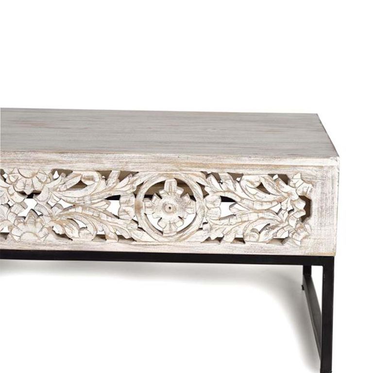 Quintana Coffee Table - Washed Carved - Mango Wood