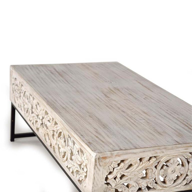 Quintana Coffee Table - Washed Carved - Mango Wood
