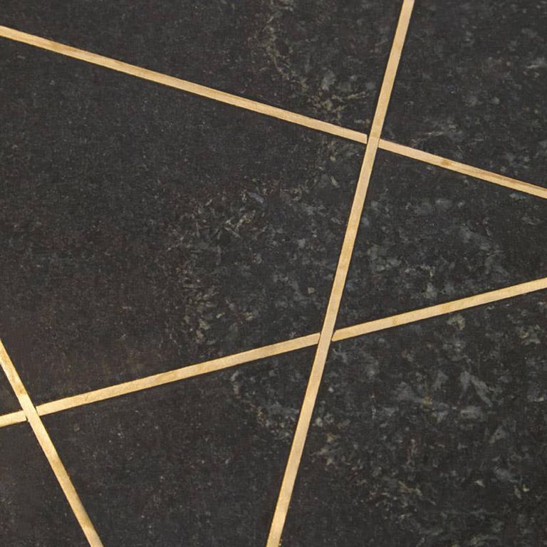 Rabia Coffee Table - Black Marble Round with Gold Base