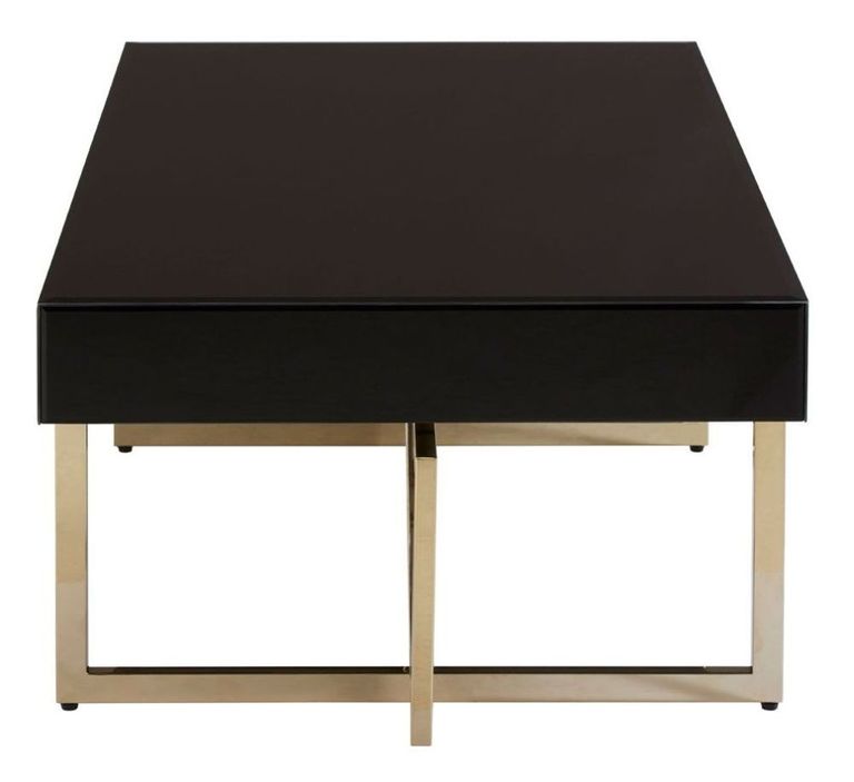 Ragusa Coffee Table - Black Glass with Gold Legs