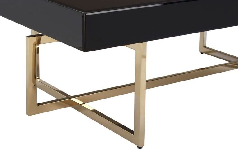 Ragusa Coffee Table - Black Glass with Gold Legs