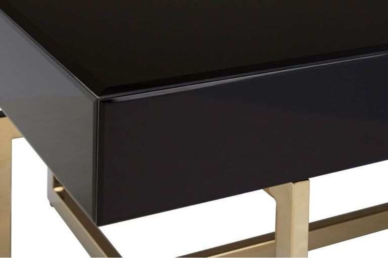 Ragusa Coffee Table - Black Glass with Gold Legs