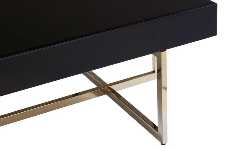 Ragusa Coffee Table - Black Glass with Gold Legs
