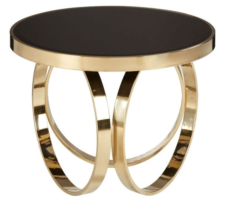 Ragusa Coffee Table - Black Glass Round with Ring Gold Base