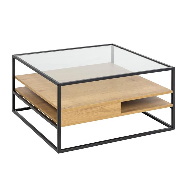 Randolf Coffee Table - Clear Glass and Black