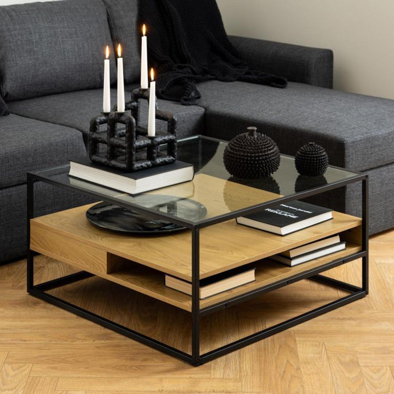 Randolf Coffee Table - Clear Glass and Black