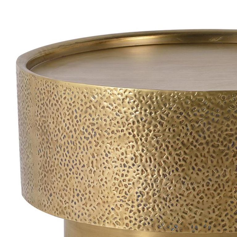 Rhayader Coffee Table - Gold Metal - Round