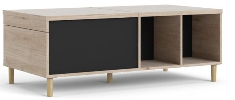 Rome Black and Oak Effect Sliding Top Coffee Table