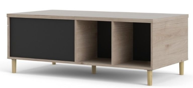 Rome Black and Oak Effect Sliding Top Coffee Table
