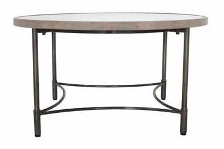 Round Mango Wood Coffee Table with Metal Base