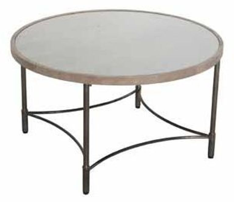 Round Mango Wood Coffee Table with Metal Base