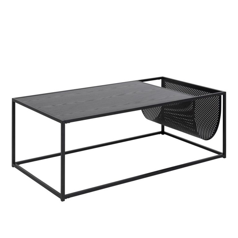 Seaford Coffee Table - Square - Black Melamine and Metal