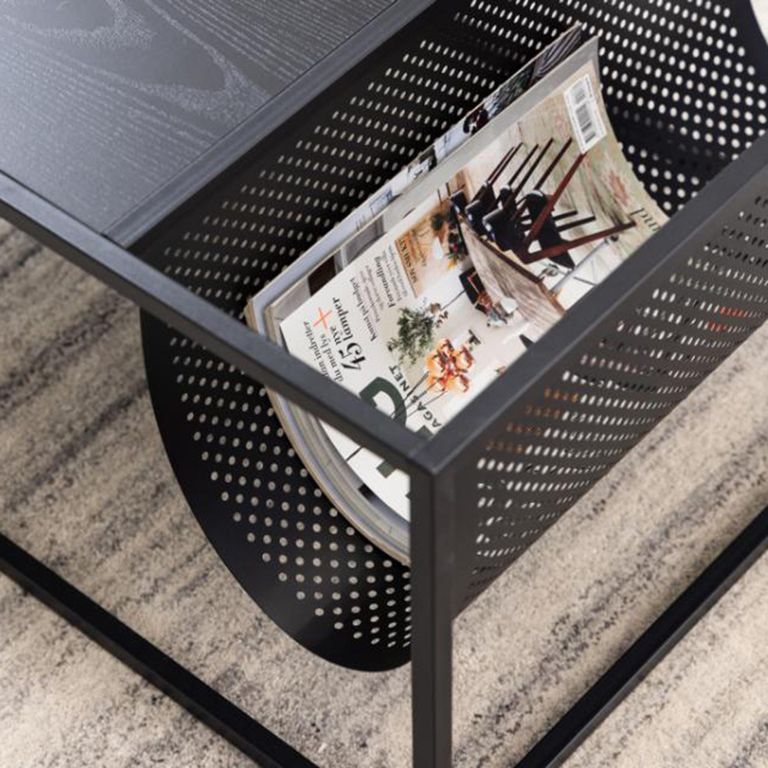 Seaford Coffee Table - Square - Black Melamine and Metal