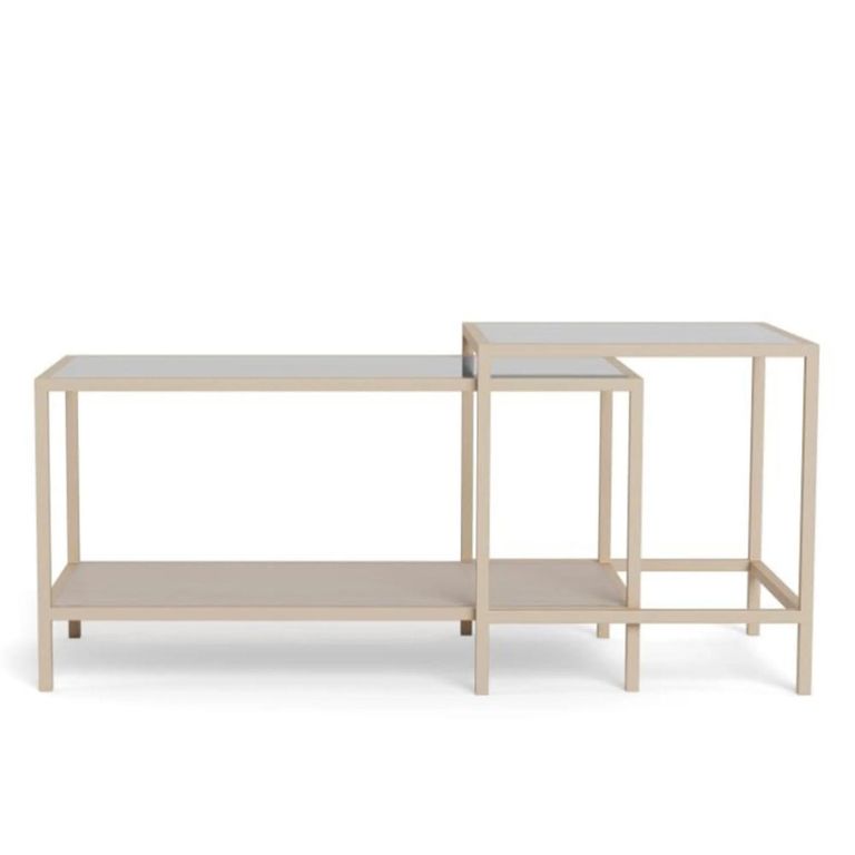 Seaford Coffee Table - Round - Clear Glass and Grey Metal