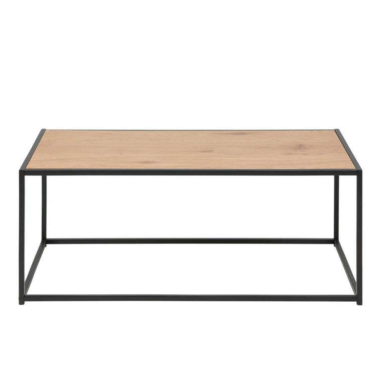 Seaford Coffee Table - Round - Oak and Black Metal