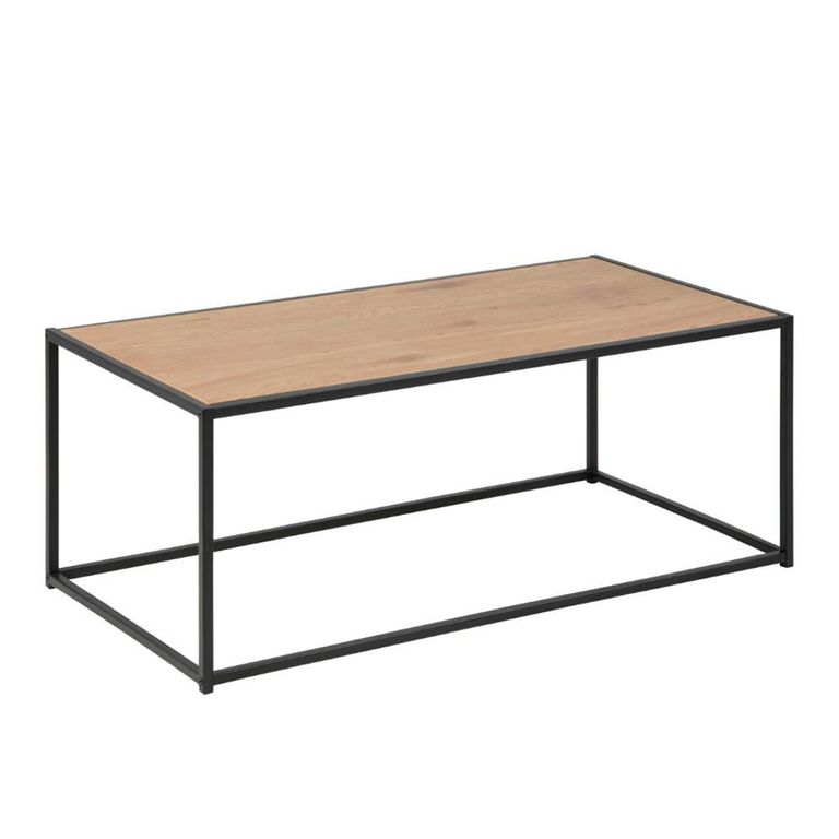 Seaford Coffee Table - Round - Oak and Black Metal
