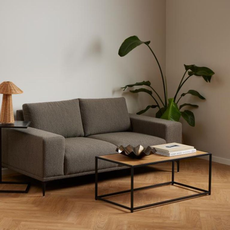 Seaford Coffee Table - Round - Oak and Black Metal