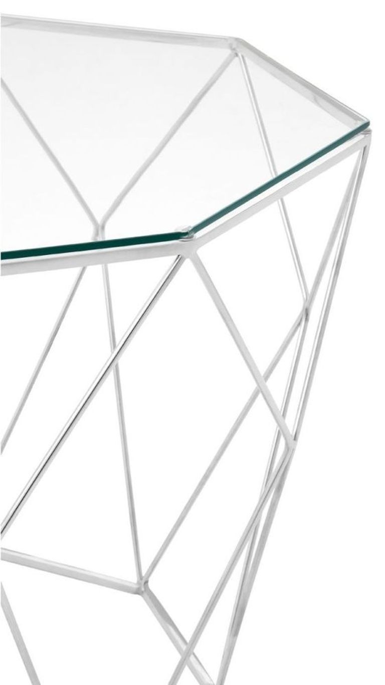 Shalimar Coffee Table - Glass Octagonal with Chrome Base
