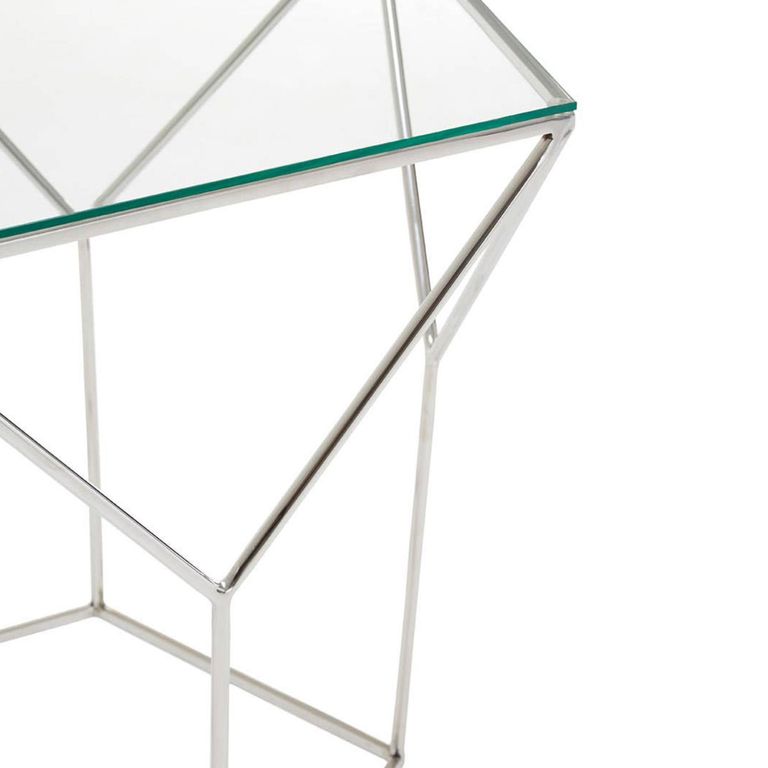 Shalimar Coffee Table - Glass Pentagonal with Chrome Base