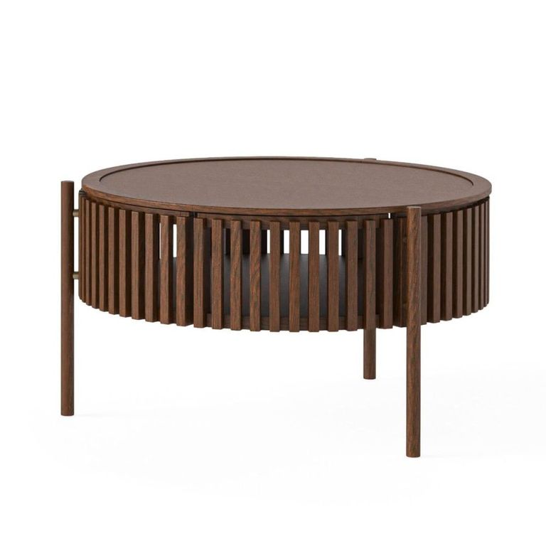Soho Coffee Table - 1 Door - Slatted Story Round - Dark Oak