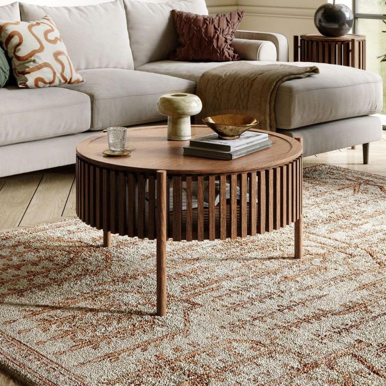 Soho Coffee Table - 1 Door - Slatted Story Round - Dark Oak