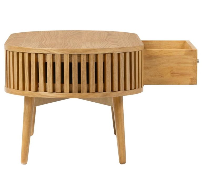 Soho Coffee Table - 1 Drawer - Slatted Oval - Oak