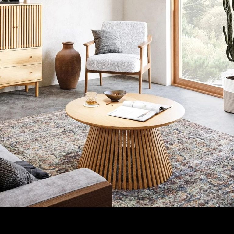 Soho Coffee Table - Round - Slatted Base - Oak