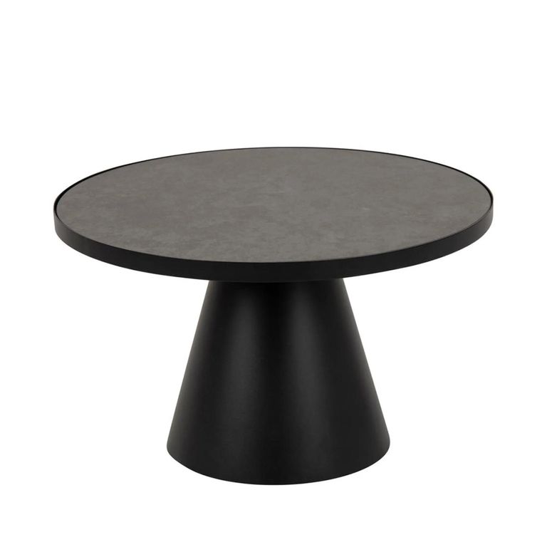Soli Coffee Table - Round - Black Ceramic - Small