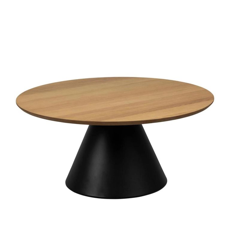 Soli Coffee Table - Round - Oak and Black Metal - Large